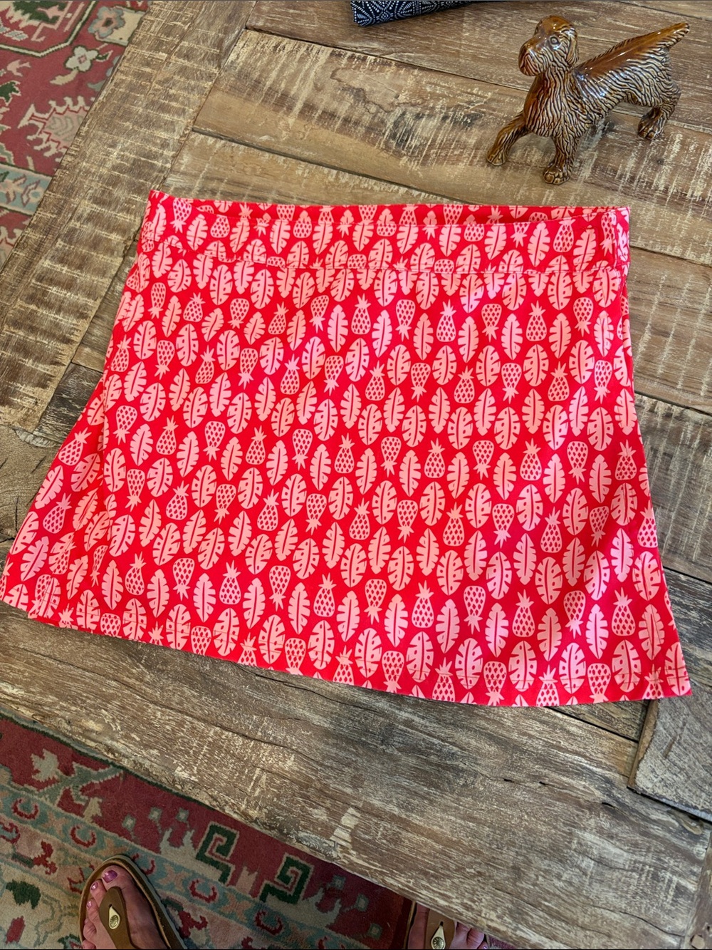 Rip Skirt Hawaii Wrap Skirt Pineapples and Leaves Print L Floral Vacation Beach